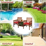 Gartenbank mit Tisch, 2-Sitzer, Holz, Kissen & Schirmloch