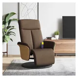 vidaXL Massagesessel mit Fußteil Polyester 87 x 104,5 x 87 cm Braun drehbar