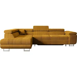 altdecor Ecksofa Cord mit Schlaffunktion 2-Sitzer Senfgelb