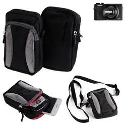 K-S-Trade Kameratasche für Canon PowerShot G7 X Mark III, Fototasche Gürtel-Tasche Holster Umhänge Tasche Kameratasche grau|schwarz