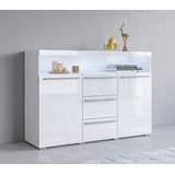 INOSIGN Sideboard »India,Breite 132cm stilvolle Anrichte mit 2Türen, 3 Schubladen«, Kommode viel Stauraum, Einlegeböden verstellbar,ohne Beleuchtung weiß