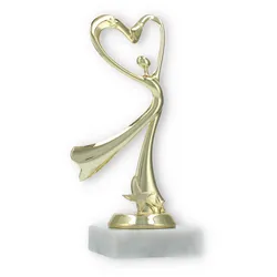 Pokal Kunststofffigur Modern Dance gold auf weißem Marmorsockel 17,5cm