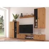 Küchen-Preisbombe Wohnwand Salsa 2 Lamellenoptik Anbauwand Schrankwand MDF Eiche Artisan