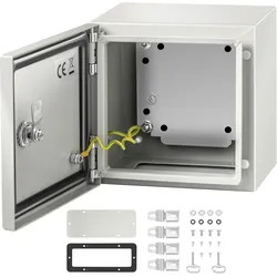 VEVOR Stahl-Elektrokasten, Elektrogehäuse, 20x20x15 cm, Kohlenstoffstahl, IP65
