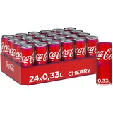 Coca-Cola Cherry - fruchtiges Erfrischungsgetränk mit Kirsch-Geschmack - koffeinhaltiger Softdrink in Einweg Dosen (24 x 330 ml)