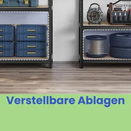 Songmics Schwerlastregal Stahl/MDF 120 x 60 x 200 cm schwarz 5 Fachböden je 175 kg