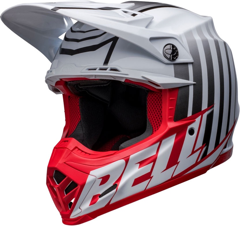 Bell Moto-9S Flex Sprint, casque croisé - Blanc Mat/Rouge/Gris - S