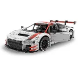 Jamara Audi R8 LMS GT3 1:8 Bricks - Offiziell lizenziert, Bauteile Werden durch einfaches Zusammenstecken miteinander verbunden, Weiß