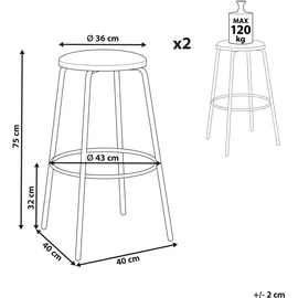 Beliani Set mit Fußstützen Retro Design Sitzmöbel Wohnzommer Küche Bar Wohnküche Ausstattung