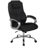 deluke DELUKE® Bürostuhl Schwarz, Leder, 66x113x70 cm, Arbeitszimmer, Bürostühle, Chefsessel