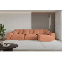 altdecor Ecksofa Velours mit Schlaffunktion 2-Sitzer Koralle