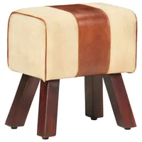 VidaXL Sitzbank Turnbock-Design 38 cm Braun Echtleder Massivholz Mango