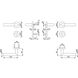 HOPPE FS-Garnitur Ams.FS-E1400/42H/42HS VA F69 D/D f.TS 40-65mm PZ DIN L/R