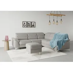 Ecksofa SIT & MORE "Sinatra L-Form", grau, B:251cm H:85cm T:231cm, 100% Polyester, Sofas, optional mit Kopfteilverstellung und Armteilfunktion
