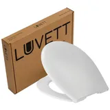 LUVETT WC-Sitz Edelweiß C290 Absenkautomatik Thermoplast Bruchsicher Softclose O-Form (Komplett-Set, 1-St), aus Thermoplast mit Absenkautomatik, zur Reinigung abnehmbar weiß