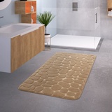TT Home Badezimmer Badematte Duschmatte rutschfest Waschbar Memory Schaum Stein Muster, Farbe: Beige 5, Größe:60x100 cm