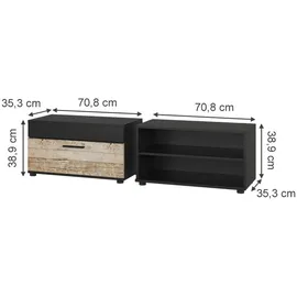 Vicco Vicco, Wohnwand, Wohnzimmerschränke Berno, Schwarz/Sandeiche, 2 Teile (70.80 x 35.30 x 38.90 cm)