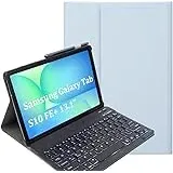 YHFZR Tastatur Hülle for Samsung Galaxy Tab S10 FE+ 13,1 Zoll, (QWERTY Layout), Ultradünn Flip Entfernbar Drahtloser Keyboardständer Ledertasche für Samsung Galaxy Tab S10 FE+/FE Plus 13,1 Zoll, Blau