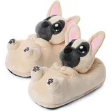 corimori EU Einheitsgröße 44-48 Plüsch Hausschuhe Pantoffeln Generation 1 Zorro der Frenchie, (beige) - 44/48