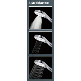 Primaster Handbrause Water Move chrom-weiß, 3 Strahlarten 100mm