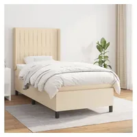 VidaXL Boxspringbett mit Matratze Creme 90x200 cm Stoff