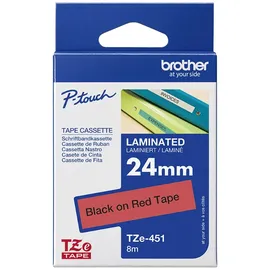 Brother TZE-451 laminiert schwarz auf rot 2,4cm x 8m