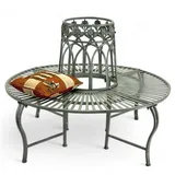 DanDiBo Ambiente DanDiBo Baumbank Rund Metall Wetterfest Grau 96590 Rundbank ø 120 cm Gartenbank Sitzbank Bank Garten Antik