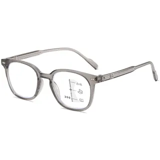 Lanomi Gleitsichtbrille Damen Herren Progressive Multifokus Lesebrille Blaulichtfilter Gleitsicht Lesehilfe Sehhilfe mit Federscharniere Transparent Grau Gleitsichtbrillen 1.0 - M