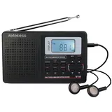 Retekess V115 Taschenradio Batteriebetrieben können aufzeichnen Digitalradio (DAB) (AM/FM/SW DSP-Kurzwellenradio mit Wecker und Sleep-Timer (Schwarz) schwarz