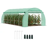 Outsunny Foliengewächshaus 6x3x2m mit aufrollbar Abdeckungen Folientunnel Treibhaus UV-Schutz Grün
