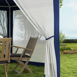 Outsunny Pavillon 3,94 x 3,41 m inkl. 6 Seitenteile Blau