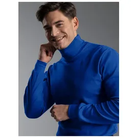 TRIGEMA Rollkragenshirt "TRIGEMA Langarm Ski- und Sport-Rollkragenpullover", Herren, Gr. XS, blau (royal), Feinripp, 100% Baumwolle (Bio-Baumwolle kbA), Basic, normal, ohne Ausschnitt, Shirts