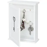 Relaxdays Schlüsselkasten Holz, Schlüssel-Aufdruck, Landhausstil, zum Aufhängen, Schrank HxBxT 29 x 22 x 8 cm, weiß