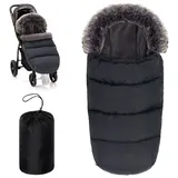 zamboo Kinderwagen Fusssack, Universal Thermo-Fleece Fußsack mit Fellkragen für & Gr.: onesize