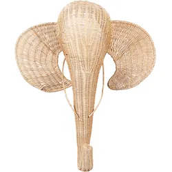 Wanddekoration Rattan naturfarben Tierkopf Elefant 83 cm GRUNEY