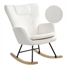 Beliani Schaukelsessel SANDVE Bouclé 72 x 98 x 87 cm Weiß/Schwarz/Braun