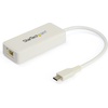 StarTech.com USB-C Ethernet Adapter mit Extra USB Port - White - network adapter