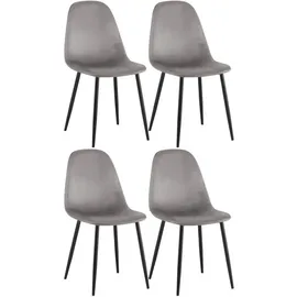 CLP Esszimmerstuhl Napier Samt grau 4er Set