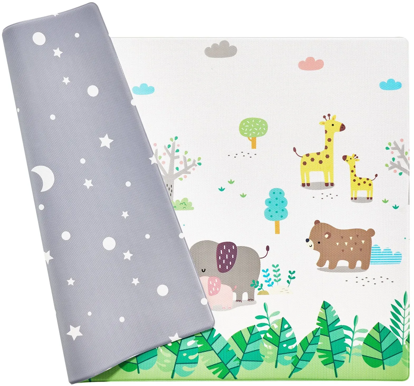 VEVOR Baby-Spielmatte, 139,7 x 208,3 cm, Baby-Krabbelmatte, rutschfeste, einteilige, weich gepolsterte Baby-Spielmatte, aufrollbare, wendbare Bodenmatte, wasserdichte Aktivitätsmatte, für Babys, Kleinkinder, Säuglinge, zum Spielen und Liegen auf dem Bauch