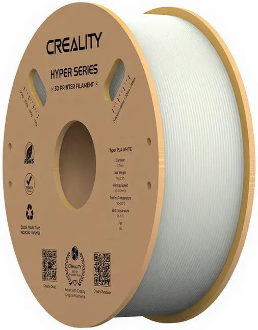 Creality Hyper PLA Weiß 1 kg Hochgeschwindigkeit 30–600 mm/s, Formgenauigkeit ±0,02 mm, Kompatibel mit den meisten FDM-3D-Druckern, 1 kg (2,2 lbs) Spule