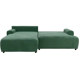 TRENDMANUFAKTUR »Fordon, Schlafsofa mit Bettkasten, Couch in L-Form, Breite 250 cm« in Cordstoff HYPER, dunkelgrün, Recamiere links