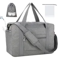 lifwimner Handgepäck Tasche für Flugzeug 45x36x20 Reisetasche klein für Damen&Herren Weekendertasche Bag Cabin Bag Faltbare Handgepäck Koffer mit Nasstasche(Grau 30L) - 30L