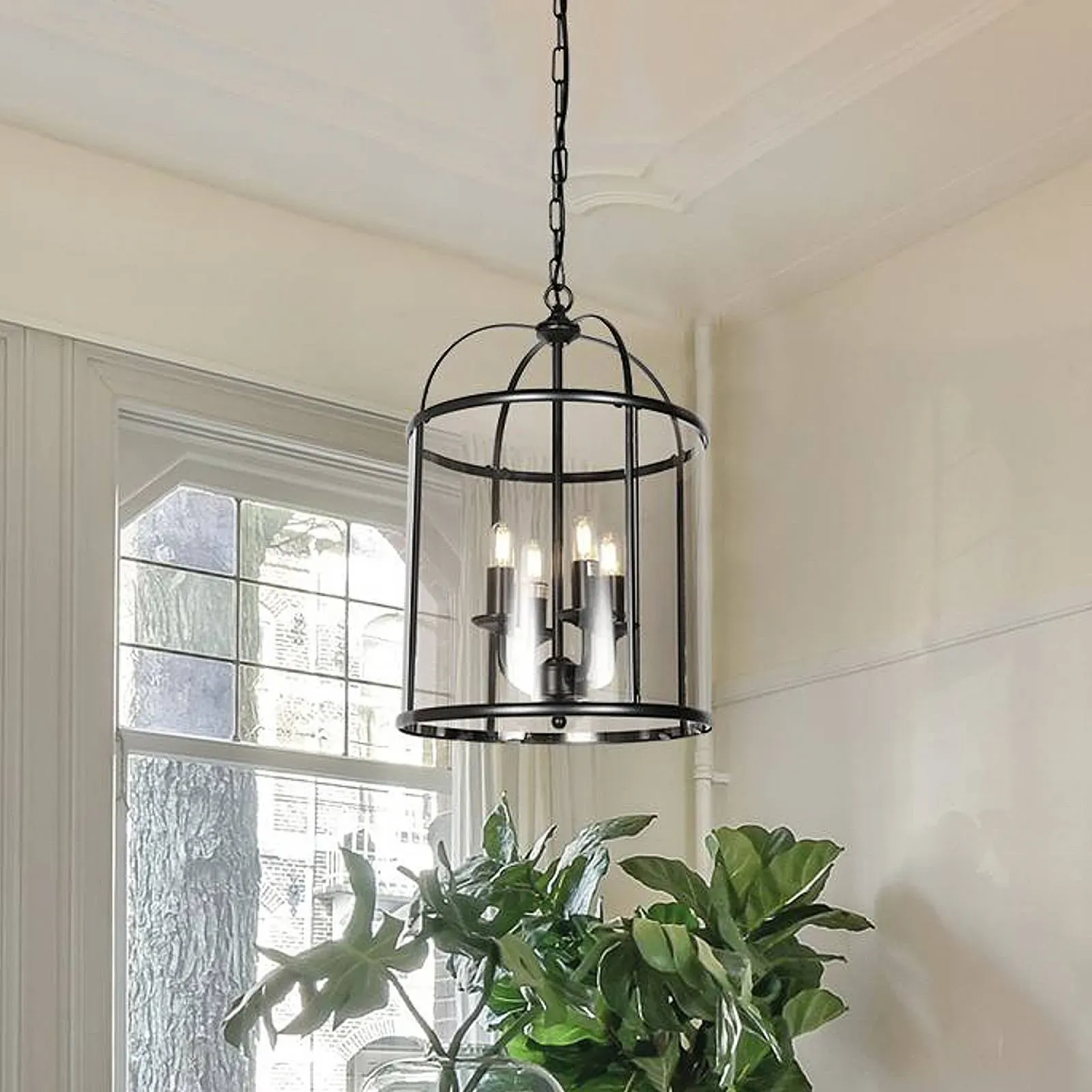 Steinhauer Hängelampe Pimpernel, dimmbar, schwarz, für Flurbereich, Metall, Antik, Pendelleuchte - 32 cm - 32 cm - 120 cm