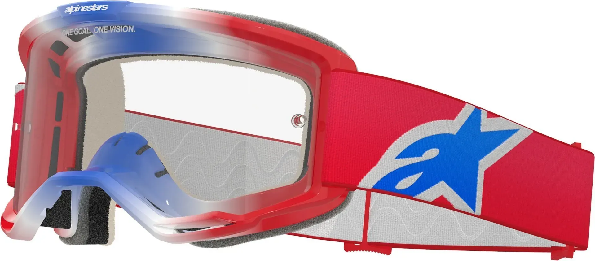 Alpinestars Vision 5 Corp Tricolor Motocross Brille, weiss-rot-blau für Männer