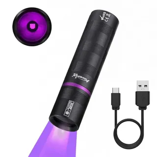 Alonefire SV135 365nm UV Taschenlampe 3W klein Typ C USB Aufladbar Mini Schwarzlicht Haustierurin Detektor Geld-Detektor für Skorpion, Bernstein, Mineralien mit eingebauter Akku