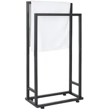 Relaxdays Handtuchständer, HxBxT: 77 x 41 x 21 cm, Metall, 2 Stangen, stehender Handtuchhalter, Badezimmer, schwarz