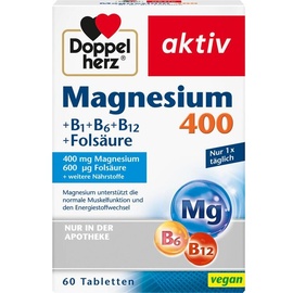 Doppelherz Aktiv Magnesium 400 + B1 + B6 + B12 + Folsäure Tabletten 60 St.