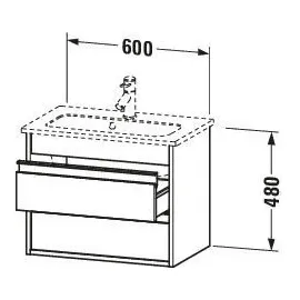 Duravit Waschtischunterschrank 2 Auszüge 60 x 48 x 38,5 cm Betongrau Matt