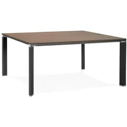 Kadima Design Büroschreibtisch quadratisch Design | 160x160 cm | Chrom-Highlights | Extragroßer Meetingtisch | Braun-Schwarz
