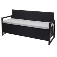 Mendler Poly-Rattan 3er Sitzbank 164 x 57 x 87 cm Grau